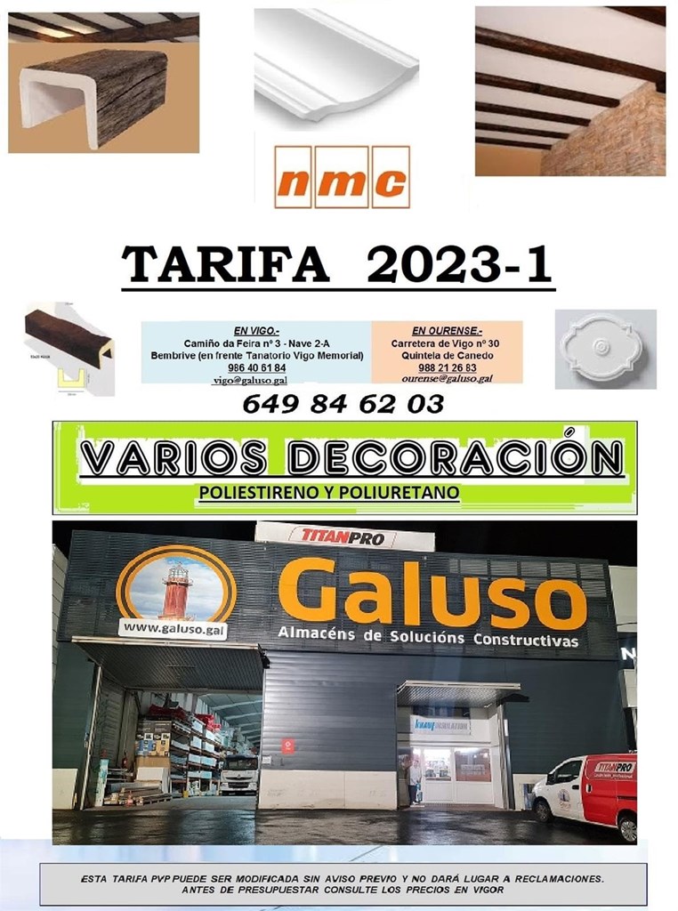 Foto 1 TARIFA DECORACION EN POLIESTIRENO Y POLIURETANO 2023-1