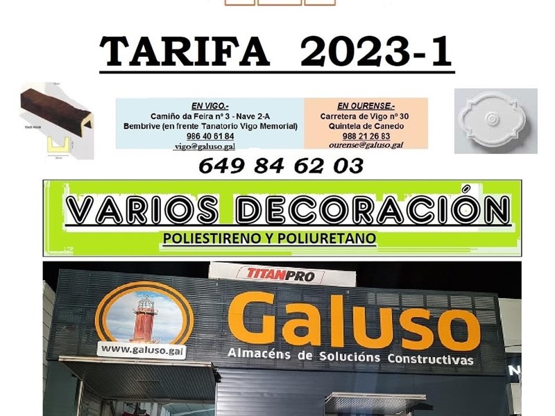TARIFA DECORACION EN POLIESTIRENO Y POLIURETANO 2023-1