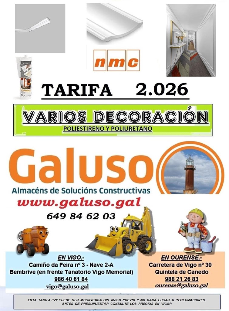 Foto 1 TARIFA DECORACION EN POLIESTIRENO Y POLIURETANO 2026