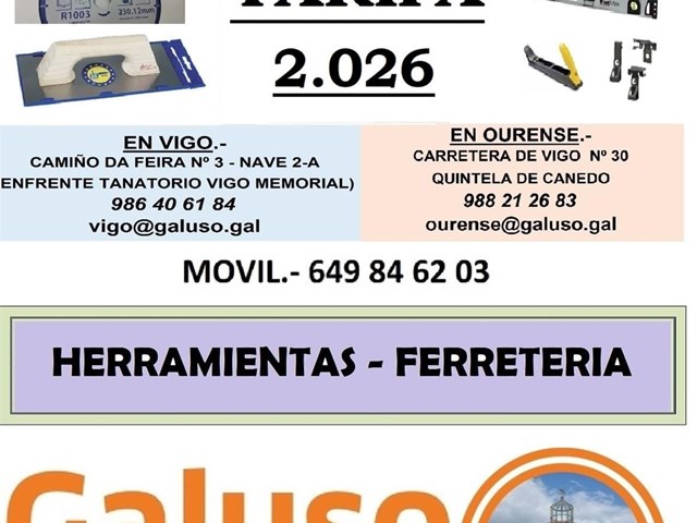 TARIFA HERRAMIENTAS 2026