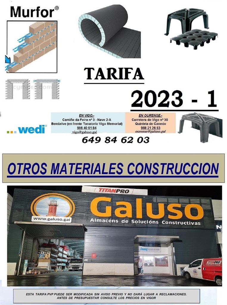 Foto 1 TARIFA OTROS MATERIALES CONSTRUCCION 2022-1