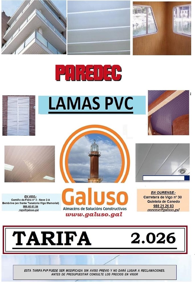 Foto 1 TARIFA PANELES EN PVC 2026
