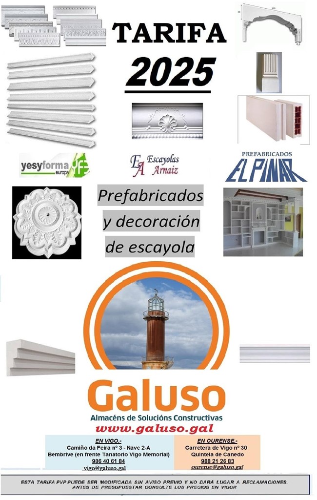 Foto 1 TARIFA PREFABRICADOS DE ESCAYOLA 2025